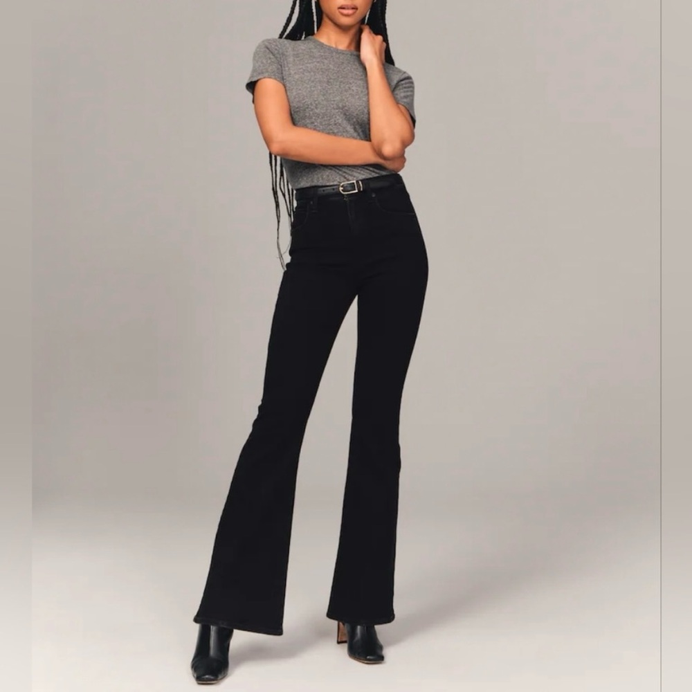 Abercrombie & Fitch Black Flare Ultra High Rise Jeans - Picture 3 of 8